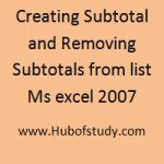 Creating Subtotal and Removing Subtotals from list Ms excel 2007